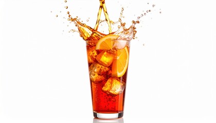 Refreshing Glass of Cola Garnished with Juicy Orange Slice in Bright Sunlit Setting Capturing Summer Vibes