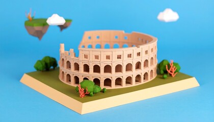3D model of the Colosseum with floating islands