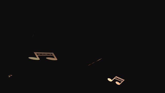 Musical gold notes backgrounds animation video, music notes background animation