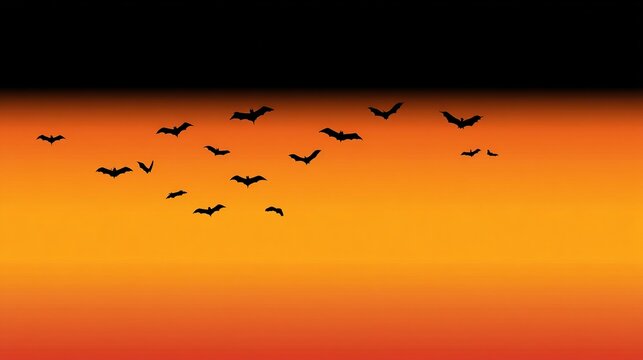This Halloween black and orange gradient background with a minimalist bat silhouette is perfect for corporate and professional designs. It's a spooky yet elegant seasonal theme for festive branding.