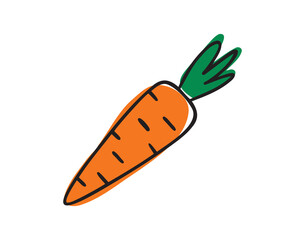 carrot icon doodle hand drawn. colorful cartoon carrot line drawing clipart symbol