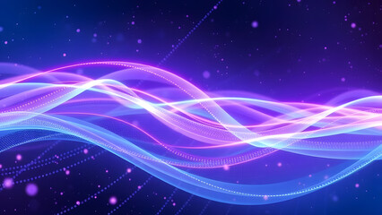 Obraz premium Abstract Digital Data Flow with Glowing Particles and Futuristic Waves