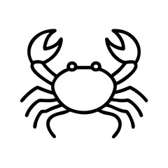 Simple line drawing of a crustacean with claws and legs on a white background art design element