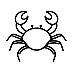 Simple outline drawing of a crustacean with claws and legs on a white background image here