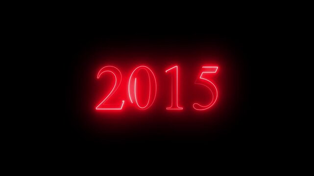 2015 neon line text. Abstract 2015 neon text animation, Glowing neon number text background 4k video animation . black background and red color text ...