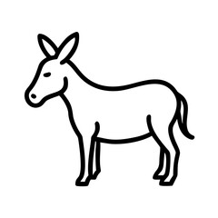 Simple outline drawing of a donkey standing in profile with a minimalist design style image here