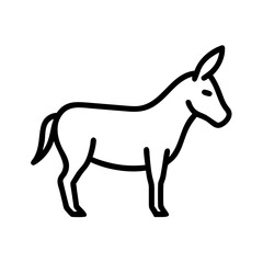 Simple outline drawing of a donkey standing in profile with a minimalist style and clean lines design exactly