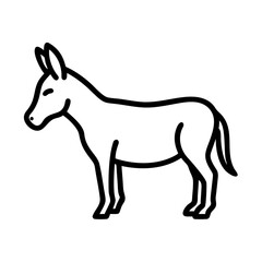 Simple outline drawing of a donkey standing in profile with a minimalist style and clean lines design
