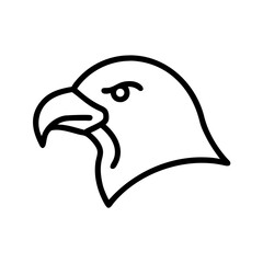 Naklejka premium Line drawing of an eagle head profile with a sharp beak and focused eye looking towards the left side