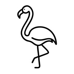 Stylized depiction of a flamingo standing gracefully on one leg in a minimalist line drawing style