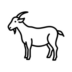 Simple graphic representation of a horned farm animal standing in profile view with a short tail shown