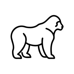 Simple outline drawing of a large primate standing on all fours in a side profile view image design