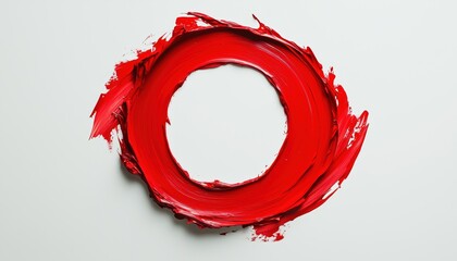 Red Circle With Empty Space In Middle, Placed On A White Background. Perfect For Adding Text Or Images. Versatile And Eye-Catching Design.