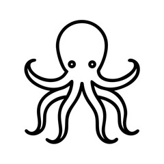 Simple graphic depiction of a cephalopod with eight arms and prominent eyes on a white background