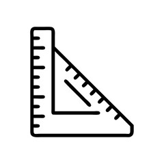 Right angle ruler outline showing measurement marks for precise drafting and construction work tool icon