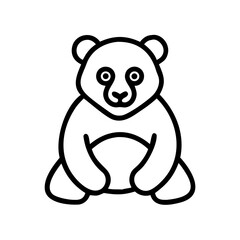 A simple graphic of a sitting bear with rounded features and a minimalist design style is shown here