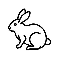 Simple outline drawing of a cute animal with long ears and a fluffy tail on a white background image