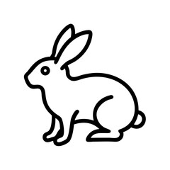 Simple line drawing of a bunny with long ears and a fluffy tail in a side profile view design