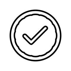 Check mark inside a double lined circle design element representing approval and confirmation symbol 100