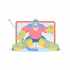Hockey Goalie in Protective Gear Ready to Defend the Net.