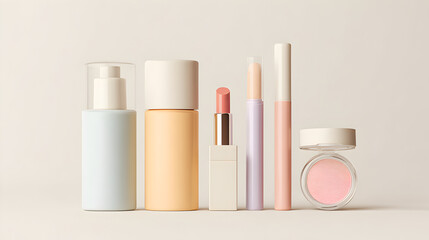 3D Render of a Cosmetic Set on a White Background