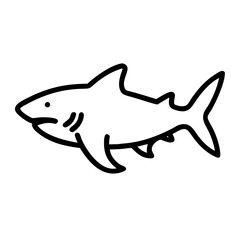 Simple outline drawing of a sea predator with dorsal fin and tail swimming in the ocean waters deep below