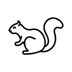 Simple outline drawing of a squirrel with a bushy tail and small ears in a minimalist style art form