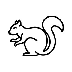 Simple outline drawing of a squirrel with a fluffy tail and small ears in a side profile view design