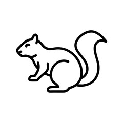 Outline drawing of a squirrel with a bushy tail on a white background in a simple style