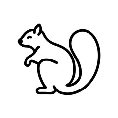 Simple outline drawing of a squirrel standing with a bushy tail and small ears design is clean and minimal