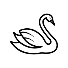 Elegant swan outline with curved neck and detailed plumage gracefully floating on a serene water body