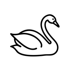 Simple outline drawing of a swan with a curved neck and smooth body on a plain white background image
