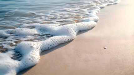 Ocean Wave Crashing on Sandy Beach: Tranquil Coastal Scene