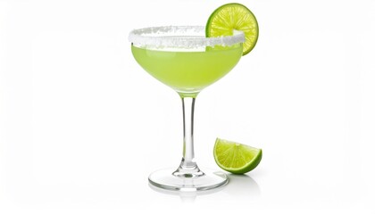 Refreshing Margarita Cocktail with Lime Garnish and Salt Rim on a Vibrant Summer Bar Countertop
