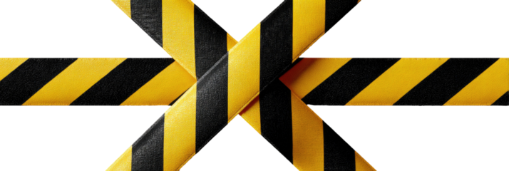 Crossed yellow and black warning tapes