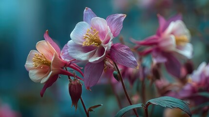 Delicate Pink and Purple Flowers Blooming in the Garden Setting