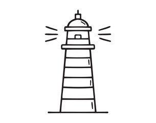 lighthouse icon doodle hand drawn. Outline lighthouse line drawing clipart symbol