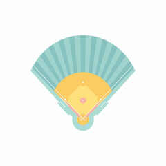 Stylized Baseball Field Illustration with Teal and Yellow Color Scheme.
