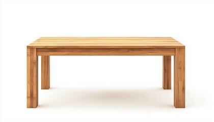 Elegant Wooden Table With Four Legs And Smooth Surface, Perfect For Dining Or Workspace, A Stylish Home Decor Piece On White.