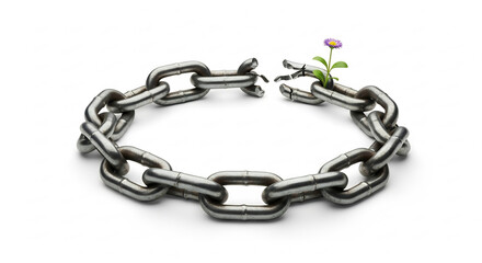 Fototapeta premium Breaking Chains and Growing a Flower Symbolizing Hope and New Beginnings