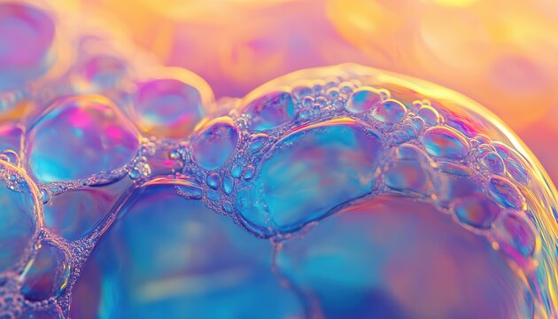 Close-Up High Quality Fullhd Footage Of Chaotic Interior Inside A Soap Bubble With Abstract Multied Pattern.