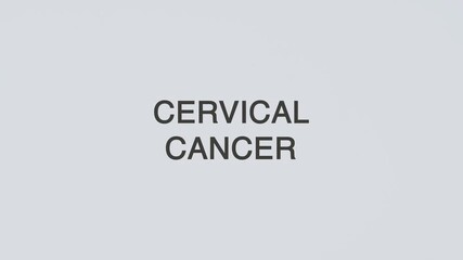 Cervical cancer word diagnosed with a stethoscope held in hand on a white background, illustrating gynecological oncology, medical diagnosis, healthcare concept, and awareness