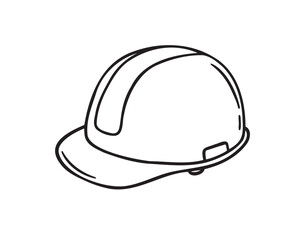 construction helmet icon doodle hand drawn. Outline line drawing clipart symbol