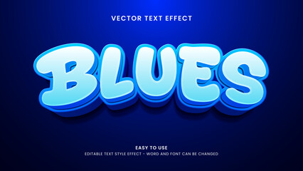 Editable text effect blues 3d style premium vector 