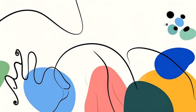 Abstract artwork featuring flowing lines and organic shapes in muted colors