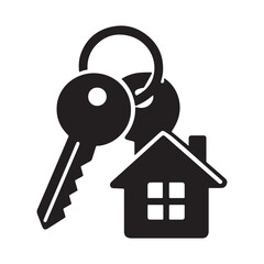 House Keys with Home Keychain Icon — Real Estate and Security Concept