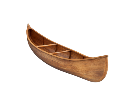 Wooden canoe isolated on transparent background