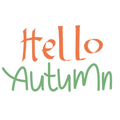Handlettering hello autumn illustration for stickers idea 