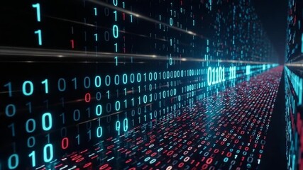 Binary code stream flowing digital data - Powered by Adobe