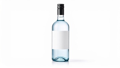 Elegant Bottle of Wine with Blank Label Set Against Rustic Wooden Background Evoking Timeless Charm